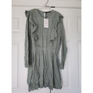 Zara NWT Women's Green Crinkle Short Dress Sz XL
